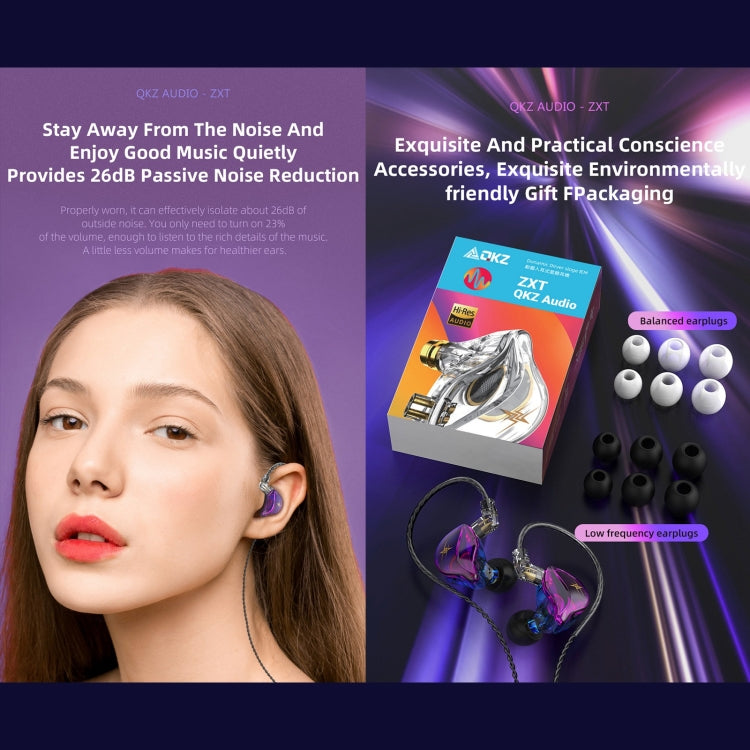 Écouteurs intra-auriculaires filaires QKZ ZXT Sports, stéréo, hi-fi, avec micro, version standard